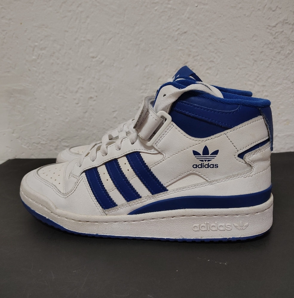 Adidas Originals Men's Forum Mid Sneaker White/ Royal Blue Size men 8 or women 9 - Picture 6 of 14